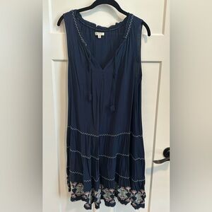 Max Studio Navy Dress. Embroidery Detail. Size: XL